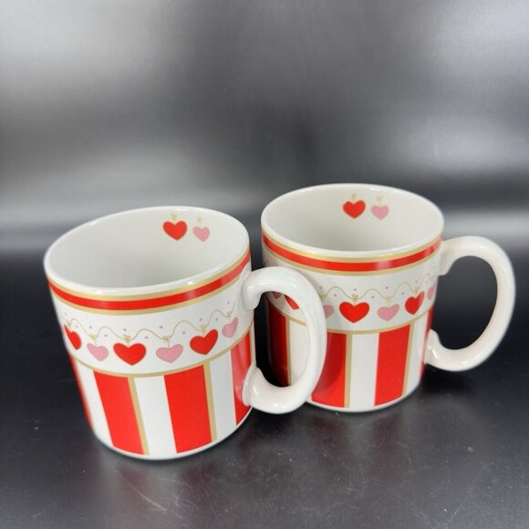 Flowers Inc Balloons Ceramic Coffee Mug Cup Red Pink Hearts Made Korea 2 Mugs - Picture 15 of 16